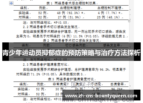 青少年运动员抑郁症的预防策略与治疗方法探析